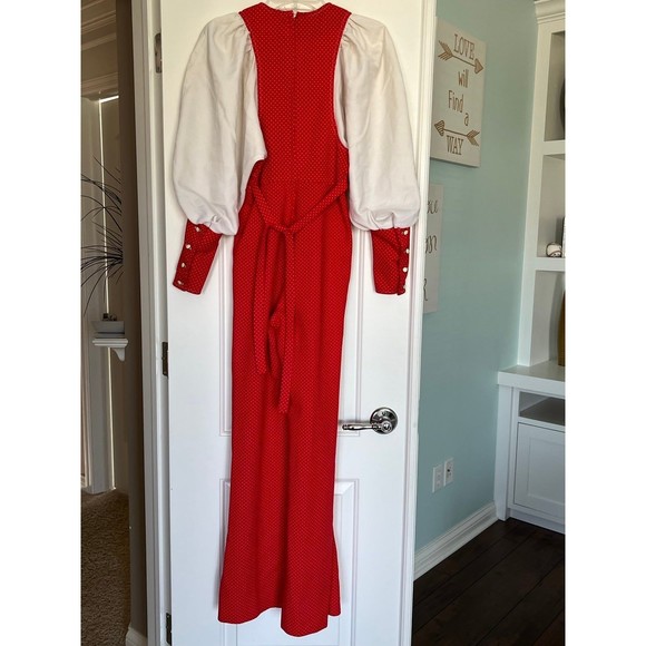 Vintage Rare 60s Jumpsuit Romper Zip Up Womens Red & White Wide Leg One Piece XS - Picture 6 of 11